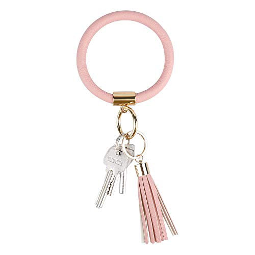 Wristlet Round Leather Keychain Car Key Chain Keyring for Bag Tassel Bracelet 